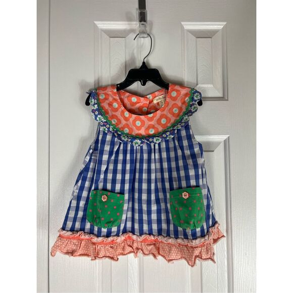 Colorful Kids Gingham Top with Floral Accents Matilda Jane 6 - Picture 1 of 3